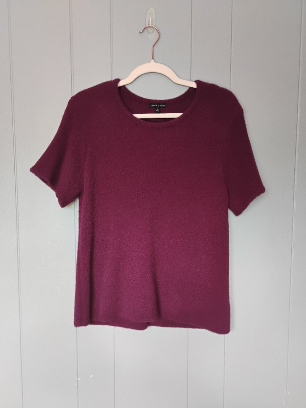 Violets & Roses Kera Short Sleeve Sweater XL Burgundy